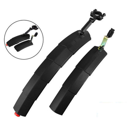 Bicycle Telescopic Folding Mudguard  27.5 Inch Extended Water Retaining LED Taillight(Black) - Mudguards by buy2fix | Online Shopping UK | buy2fix