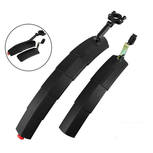 Bicycle Telescopic Folding Mudguard  27.5 Inch Extended Water Retaining LED Taillight(Black) - Mudguards by buy2fix | Online Shopping UK | buy2fix