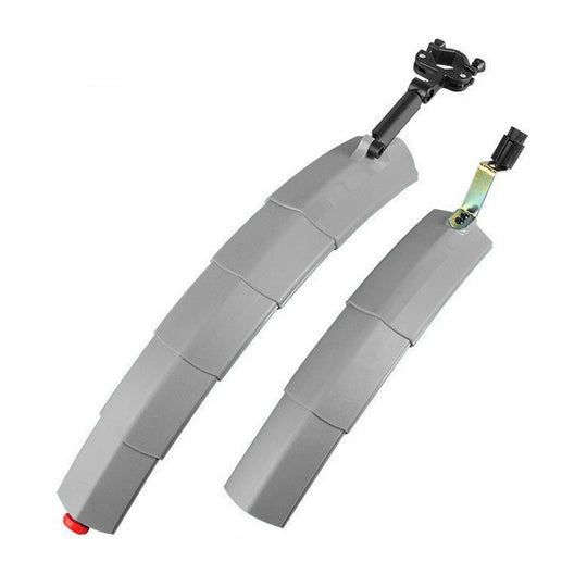 Bicycle Telescopic Folding Mudguard  27.5 Inch Extended Water Retaining LED Taillight(Gray)