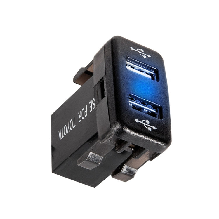 Car Charger Original Hole Non-Destructive Modification Of Dual Usb Car Charger With Line Suitable For Toyota(FTWU Blue Light) - DIY Modified Charger by buy2fix | Online Shopping UK | buy2fix