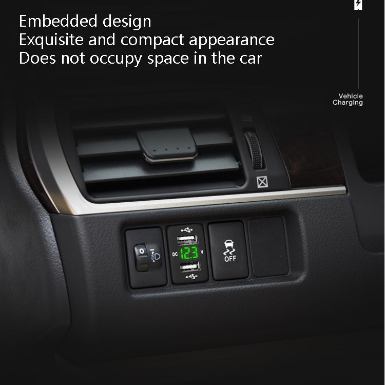 Car Charger Original Hole Non-Destructive Modification Of Dual Usb Car Charger With Line Suitable For Toyota(FTWU Blue Light) - DIY Modified Charger by buy2fix | Online Shopping UK | buy2fix