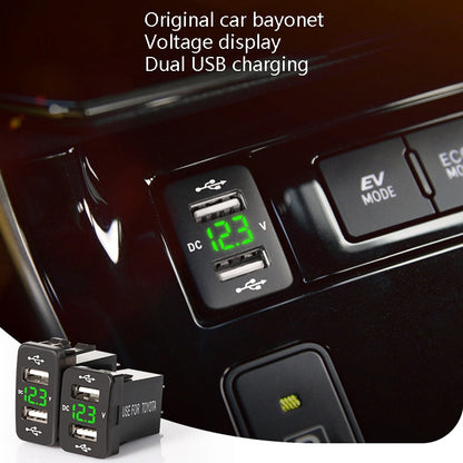 Car Charger Original Hole Non-Destructive Modification Of Dual Usb Car Charger With Line Suitable For Toyota(FTWU Blue Light) - DIY Modified Charger by buy2fix | Online Shopping UK | buy2fix