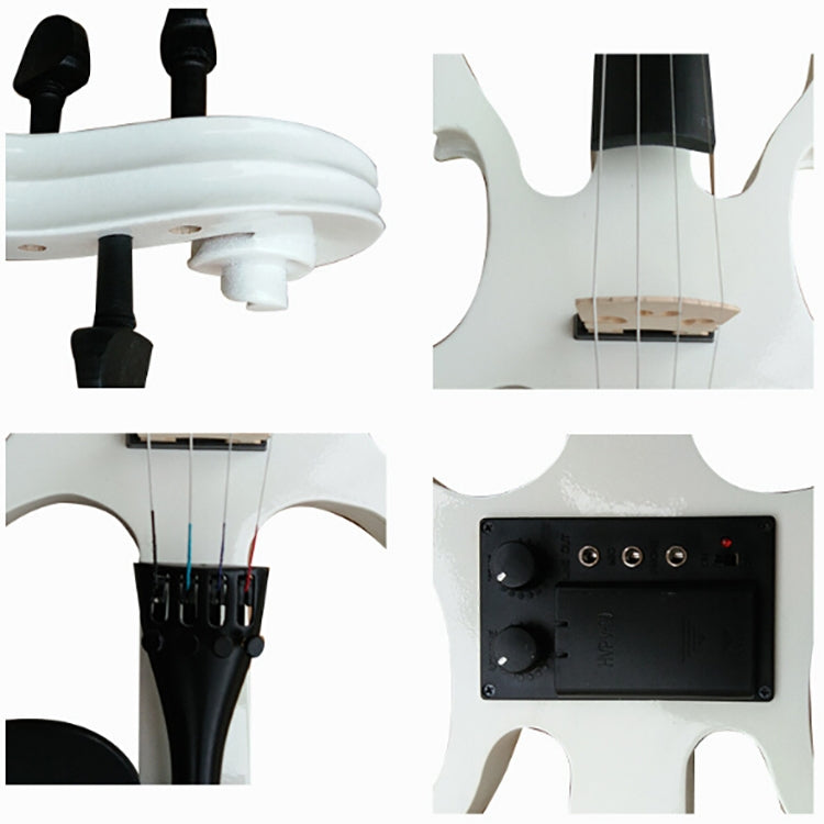 YS030 4 / 4 Wooden Manual Electronic Violin for Beginners, with Bag(White) by buy2fix