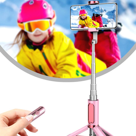 Y202 Bluetooth Selfie Stick With Floor Tripod Stand Mobile Phone Selfie Camera(Pink) - Selfie Sticks by buy2fix | Online Shopping UK | buy2fix