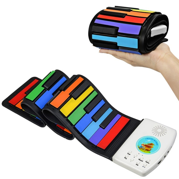 HUA008-49 49-Key Hand-Rolled Foldable Piano Children Color Piano(Color English) by buy2fix