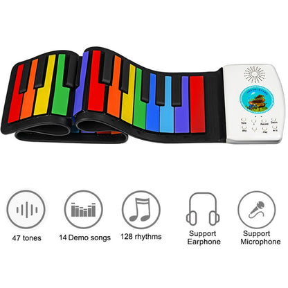HUA008-49 49-Key Hand-Rolled Foldable Piano Children Color Piano(Color English) by buy2fix