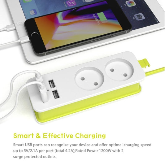 Power Strip 1/2 EU Plug 4 USB Port 1200W 250V 1.5m Cable Wall Portable Multiple Socket EU Plug Outlets(2 OUTLET 4USB) - Plug Adaptor by buy2fix | Online Shopping UK | buy2fix