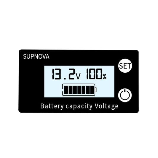 SUPNOVA DC 8-100V Battery Capacity Indicator Voltmeter Voltage Gauge,Style: White + Alarm + Temperature - Current & Voltage Tester by buy2fix | Online Shopping UK | buy2fix