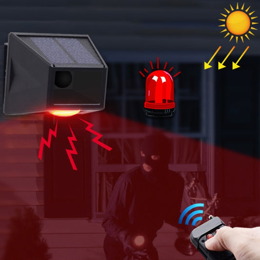 N911F 129dB Wireless Remote Control Solar Human Body Induction Sound Light Alarm - Alarm System by buy2fix | Online Shopping UK | buy2fix