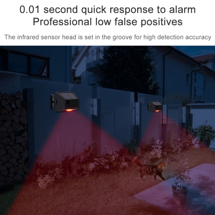 N911F 129dB Wireless Remote Control Solar Human Body Induction Sound Light Alarm - Alarm System by buy2fix | Online Shopping UK | buy2fix