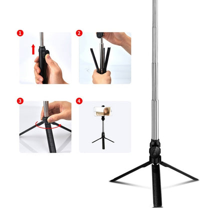 Bluetooth Tripod Selfie Stick Live Mobile Phone Holder(Black) - Selfie Sticks by buy2fix | Online Shopping UK | buy2fix