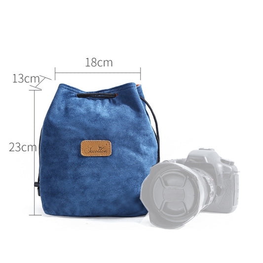 S.C.COTTON Liner Shockproof Digital Protection Portable SLR Lens Bag Micro Single Camera Bag Square Blue L - Lens Bag by S.C.COTTON | Online Shopping UK | buy2fix