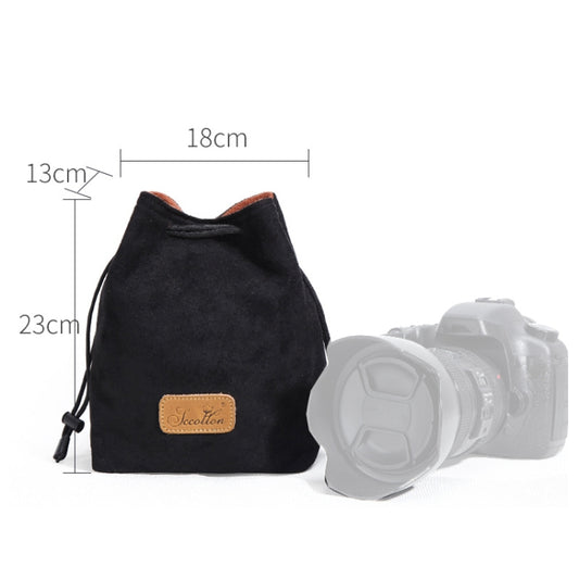 S.C.COTTON Liner Shockproof Digital Protection Portable SLR Lens Bag Micro Single Camera Bag Square Black L - Lens Bag by S.C.COTTON | Online Shopping UK | buy2fix