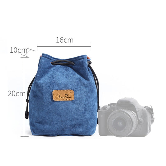 S.C.COTTON Liner Shockproof Digital Protection Portable SLR Lens Bag Micro Single Camera Bag Square Blue M - Lens Bag by S.C.COTTON | Online Shopping UK | buy2fix