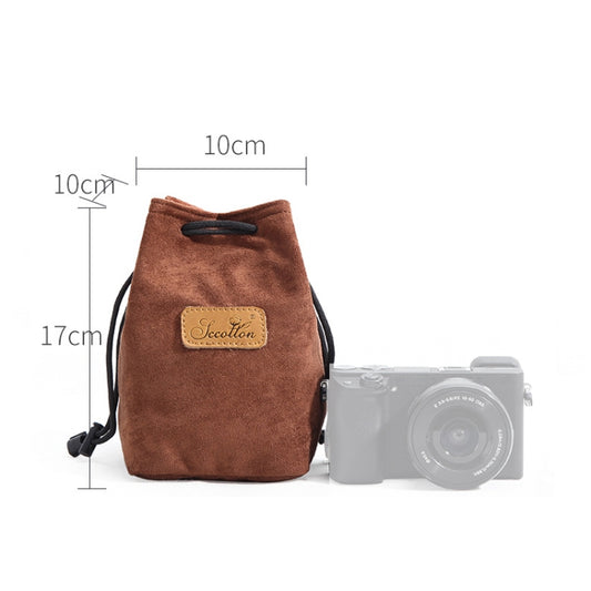 S.C.COTTON Liner Shockproof Digital Protection Portable SLR Lens Bag Micro Single Camera Bag Square Brown S - Lens Bag by S.C.COTTON | Online Shopping UK | buy2fix