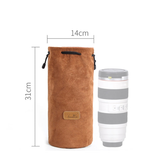 S.C.COTTON Liner Shockproof Digital Protection Portable SLR Lens Bag Micro Single Camera Bag Round Khaki L - Lens Bag by S.C.COTTON | Online Shopping UK | buy2fix