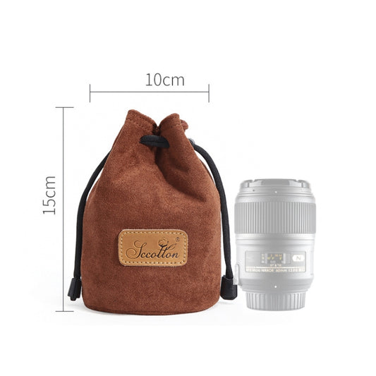 S.C.COTTON Liner Shockproof Digital Protection Portable SLR Lens Bag Micro Single Camera Bag Round Brown S - Lens Bag by S.C.COTTON | Online Shopping UK | buy2fix