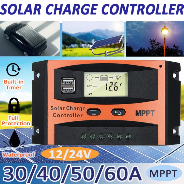 MPPT 12V/24V Automatic Identification Solar Controller With USB Output, Model: 60A by buy2fix