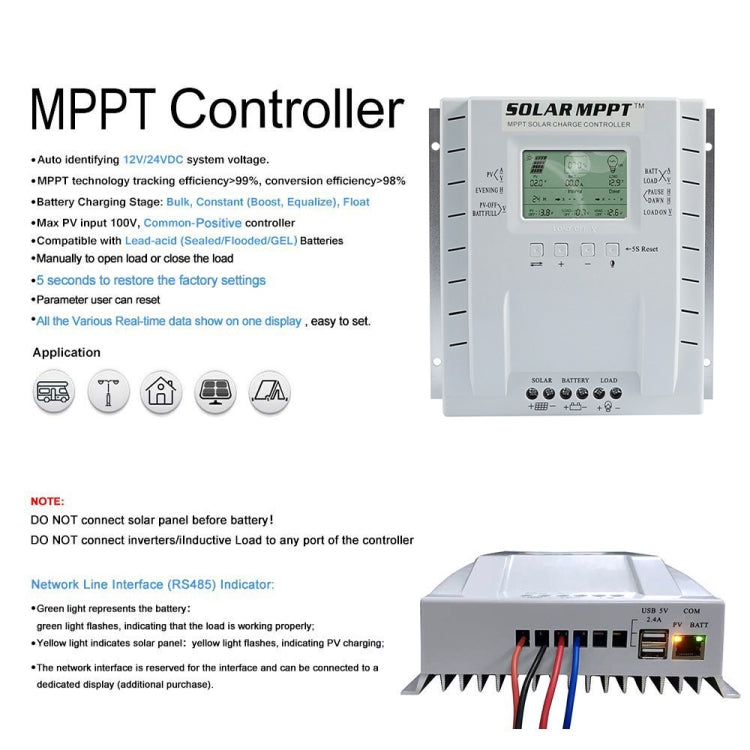 MPPT P60 60A 12V/24V Automatic Identification Solar Charge Controller - Others by buy2fix | Online Shopping UK | buy2fix
