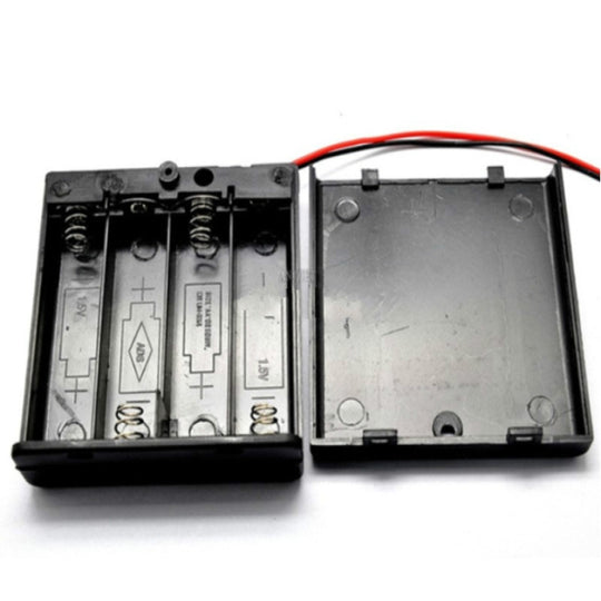 10 PCS AA Size Power Battery Storage Case Box Holder For 4 x AA Batteries with Cover & Switch