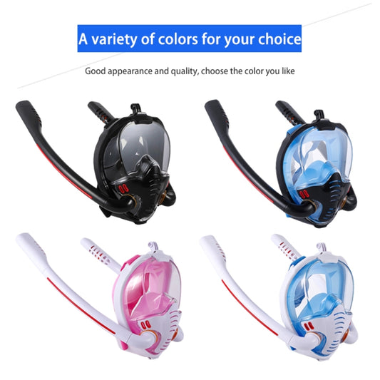 Snorkeling Mask Double Tube Silicone Full Dry Diving Mask Adult Swimming Mask Diving Goggles, Size: S/M(Black/Blue) - Diving Mask by buy2fix | Online Shopping UK | buy2fix