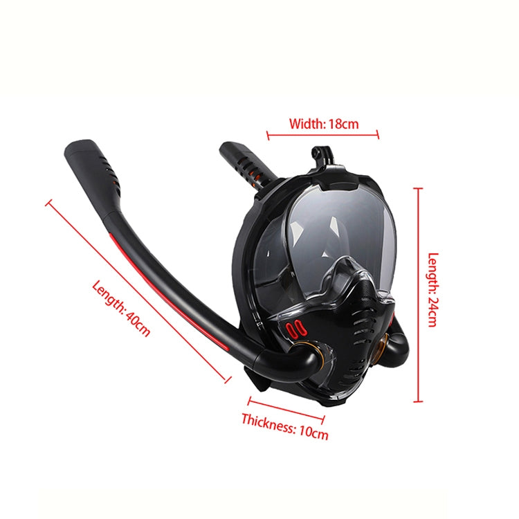 Snorkeling Mask Double Tube Silicone Full Dry Diving Mask Adult Swimming Mask Diving Goggles, Size: S/M(Black/Blue) - Diving Mask by buy2fix | Online Shopping UK | buy2fix