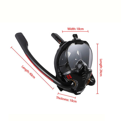 Snorkeling Mask Double Tube Silicone Full Dry Diving Mask Adult Swimming Mask Diving Goggles, Size: S/M(Black/Blue) - Diving Mask by buy2fix | Online Shopping UK | buy2fix