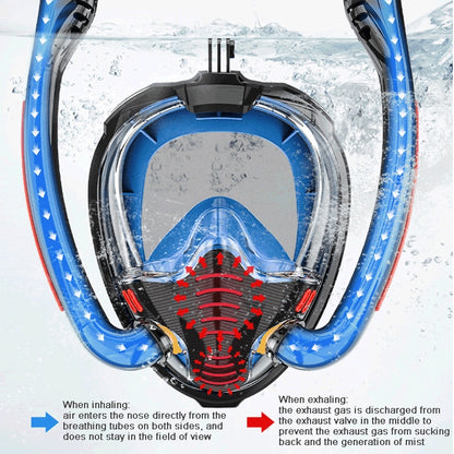 Snorkeling Mask Double Tube Silicone Full Dry Diving Mask Adult Swimming Mask Diving Goggles, Size: S/M(Black/Blue) - Diving Mask by buy2fix | Online Shopping UK | buy2fix