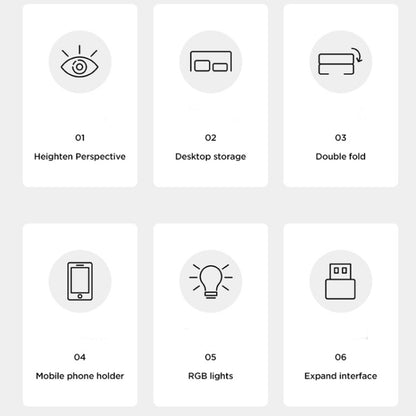 ICE COOREL T1 Monitor Increased Rack Foldable Laptop Stand With RGB Lighting & 4xUSB2.0 Expansion Interface(Obsidian Black) - Laptop Stand by buy2fix | Online Shopping UK | buy2fix