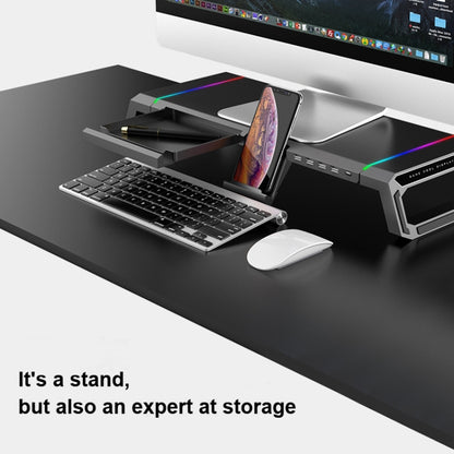 ICE COOREL T1 Monitor Increased Rack Foldable Laptop Stand With RGB Lighting & 4xUSB2.0 Expansion Interface(Obsidian Black) - Laptop Stand by buy2fix | Online Shopping UK | buy2fix