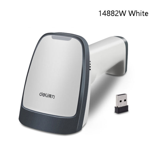 Deli  Wired And Wireless Scanner Drugstore Supermarket Catering Logistics Cash Register Scanner, Model: 14882W (White) - Barcode Scanner by Deli | Online Shopping UK | buy2fix