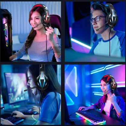 ERXUNG J5 Head-Mounted Gaming Headset Wire-Controlled Desktop Computer Gaming With Microphone Luminous Headset(Pink) by buy2fix