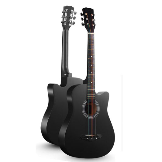 Folk Acoustic Guitar Beginner Training And Teaching Stringed Instruments, Colour: 41 Inch (Black) by buy2fix