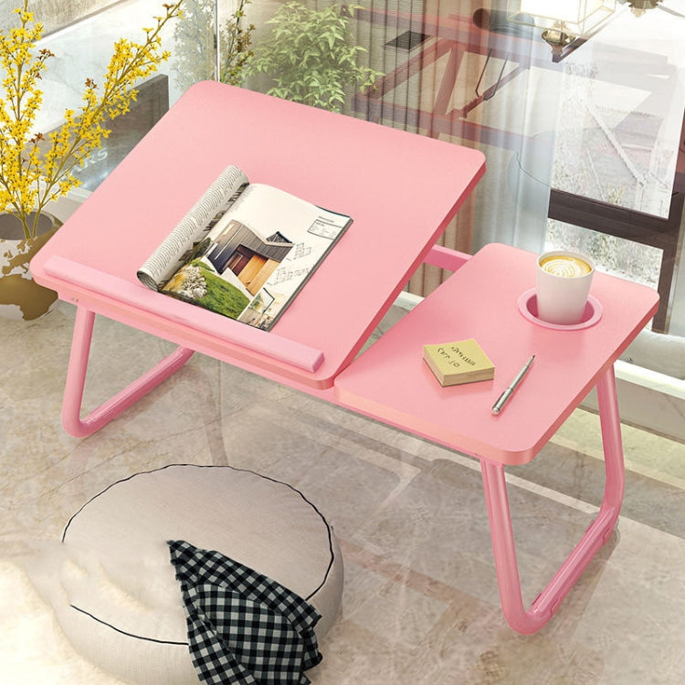 Bed Four-Speed Lifting Table Folding Laptop Desk  Adjustable Dormitory Lazy Table with Cup Holder, Size: 55x32x25cm(Pink) - Laptop Stand by buy2fix | Online Shopping UK | buy2fix
