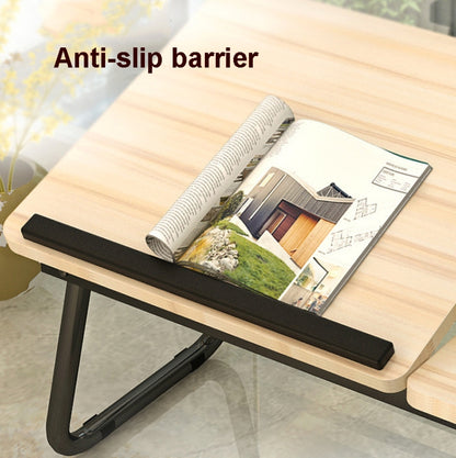 Bed Four-Speed Lifting Table Folding Laptop Desk  Adjustable Dormitory Lazy Table with Cup Holder, Size: 55x32x25cm(Aurora White) - Laptop Stand by buy2fix | Online Shopping UK | buy2fix