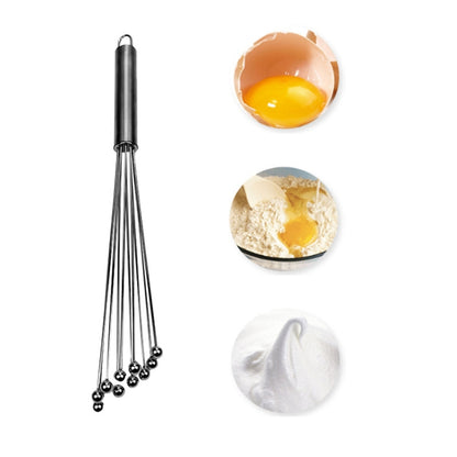 Manual Whisk Stainless Steel Glass Bead Egg Whisk Kitchen Household Hand-Held Baking Tools Type A 10 Inch - Stirrer & Squeezer by buy2fix | Online Shopping UK | buy2fix