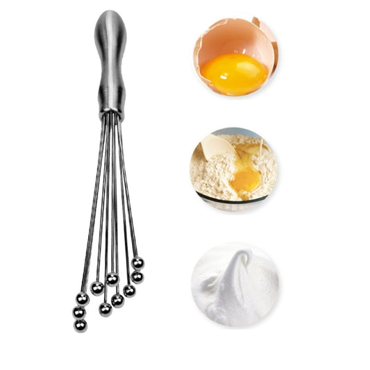 Manual Whisk Stainless Steel Glass Bead Egg Whisk Kitchen Household Hand-Held Baking Tools Type B 12 Inch - Stirrer & Squeezer by buy2fix | Online Shopping UK | buy2fix