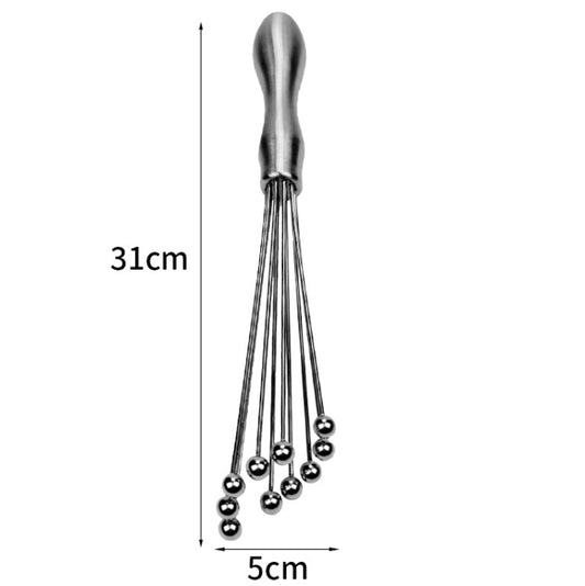 Manual Whisk Stainless Steel Glass Bead Egg Whisk Kitchen Household Hand-Held Baking Tools Type B 12 Inch - Stirrer & Squeezer by buy2fix | Online Shopping UK | buy2fix