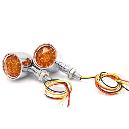 1pair Motorcycle Universal Retro LED Turn Signal Light(Electroplating Shell Yellow Cover) - Turn Signal by buy2fix | Online Shopping UK | buy2fix
