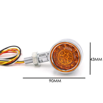 1pair Motorcycle Universal Retro LED Turn Signal Light(Electroplating Shell Yellow Cover) - Turn Signal by buy2fix | Online Shopping UK | buy2fix
