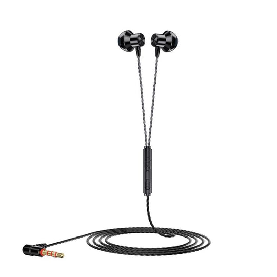 F12 Elbow Earbud Headset Wire Control With Wheat Mobile Phone Headset, Colour: 3.5mm Jack (Black)