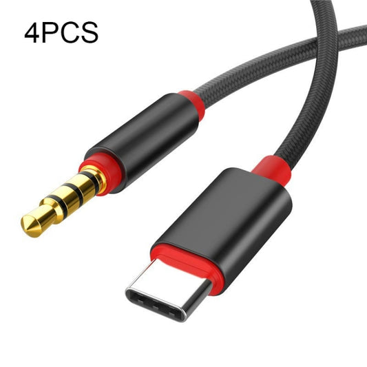 4 PCS 3.5mm To Type-C Audio Cable Microphone Recording Adapter Cable Mobile Phone Live Sound Card Cable(Black) - Video & Audio Cable by buy2fix | Online Shopping UK | buy2fix