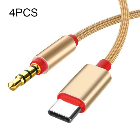 4 PCS 3.5mm To Type-C Audio Cable Microphone Recording Adapter Cable Mobile Phone Live Sound Card Cable(Gold) - Video & Audio Cable by buy2fix | Online Shopping UK | buy2fix