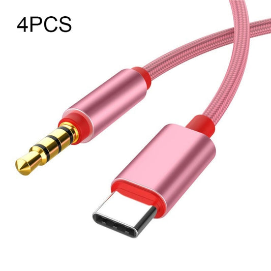 4 PCS 3.5mm To Type-C Audio Cable Microphone Recording Adapter Cable Mobile Phone Live Sound Card Cable(Pink) - Video & Audio Cable by buy2fix | Online Shopping UK | buy2fix