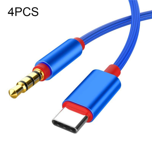 4 PCS 3.5mm To Type-C Audio Cable Microphone Recording Adapter Cable Mobile Phone Live Sound Card Cable(Blue) - Video & Audio Cable by buy2fix | Online Shopping UK | buy2fix