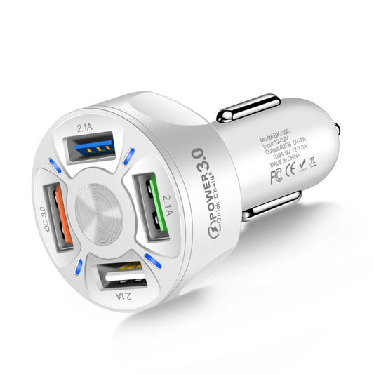 BK-358 3A QC3.0 4USB Car Charger One For Four Mobile Phone Car Charger(White) - Car Charger by buy2fix | Online Shopping UK | buy2fix
