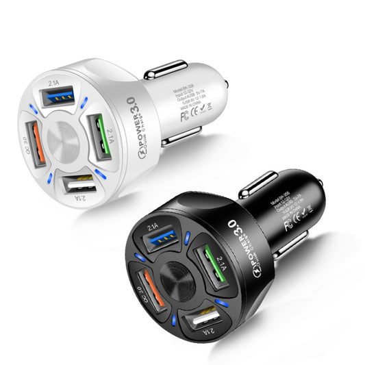 BK-358 3A QC3.0 4USB Car Charger One For Four Mobile Phone Car Charger(White) - Car Charger by buy2fix | Online Shopping UK | buy2fix