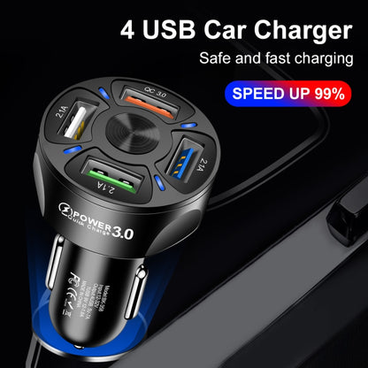 BK-358 3A QC3.0 4USB Car Charger One For Four Mobile Phone Car Charger(Black) - Car Charger by buy2fix | Online Shopping UK | buy2fix