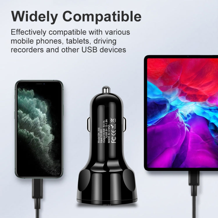 BK-358 3A QC3.0 4USB Car Charger One For Four Mobile Phone Car Charger(Black) - Car Charger by buy2fix | Online Shopping UK | buy2fix