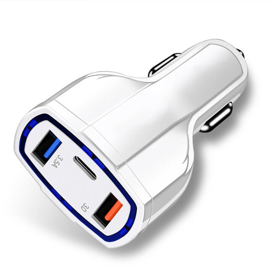 2 PCS QC3.0 Fast Charge Car Charger 3.5A Dual USB With Type-C Interface Output Car Charger(White) - Car Charger by buy2fix | Online Shopping UK | buy2fix
